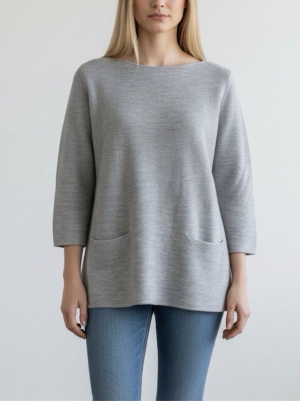 COS Women’s Sweater Gray Knit Crewneck Sweater 100%Wool